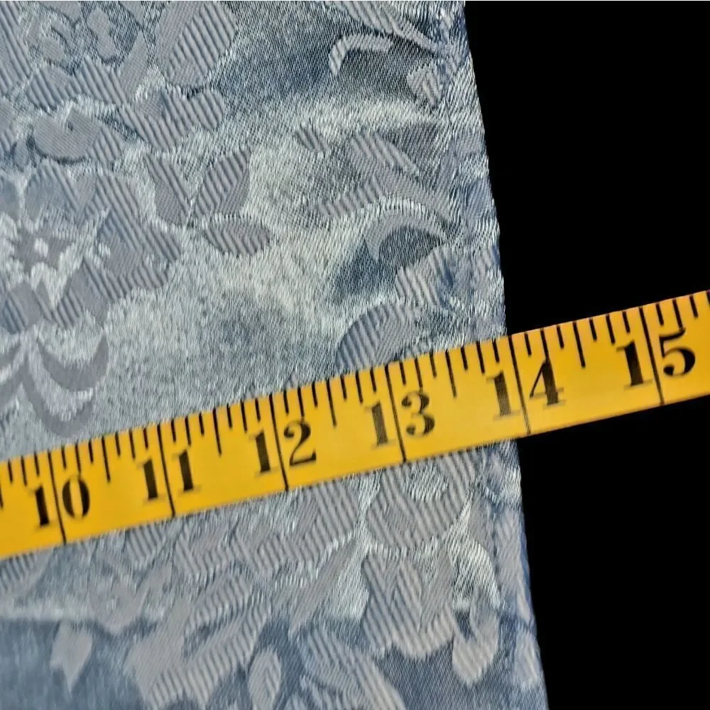 Vintage Set of blue silk floral table runner with 1 matching square